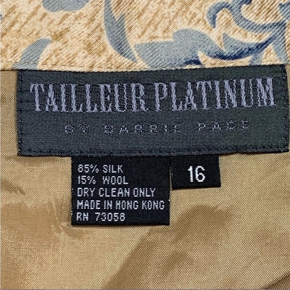 Barrie Pace Tailleur Platinum Silk Wool  Wrap Around Button Chinoiserie Skirt - Picture 3 of 8